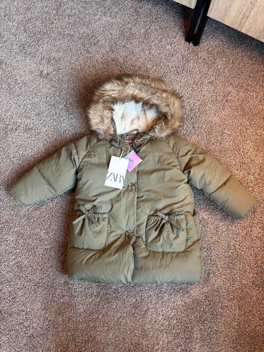 NEW Zara Girls Puffer Winter Jacket Size 2T/3T Warm Insulated Cozy Coat